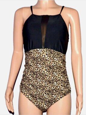 RELLECIGA Women's one-Piece Swimsuit Black Leopard